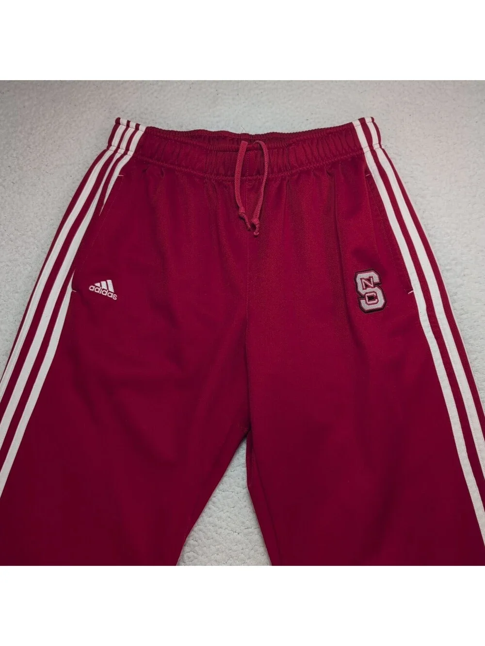 Adidas NC State Wolfpack Track Pants Men's Large Red White 3 Stripe Athletic Jog